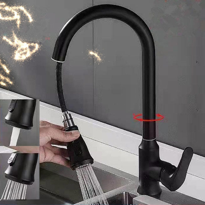 Gooseneck 1-Handle Faucet Copper with Pull out Sprayer with Water Dispenser Faucet Clearhalo 'Home Improvement' 'home_improvement' 'home_improvement_kitchen_faucets' 'Kitchen Faucets' 'Kitchen Remodel & Kitchen Fixtures' 'Kitchen Sinks & Faucet Components' 'kitchen_faucets' 6713476