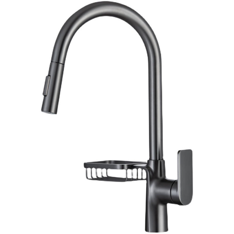 Modern Pull down Standard Kitchen Faucet Single Handle Faucet with Pull out Sprayer Clearhalo 'Home Improvement' 'home_improvement' 'home_improvement_kitchen_faucets' 'Kitchen Faucets' 'Kitchen Remodel & Kitchen Fixtures' 'Kitchen Sinks & Faucet Components' 'kitchen_faucets' 6713492