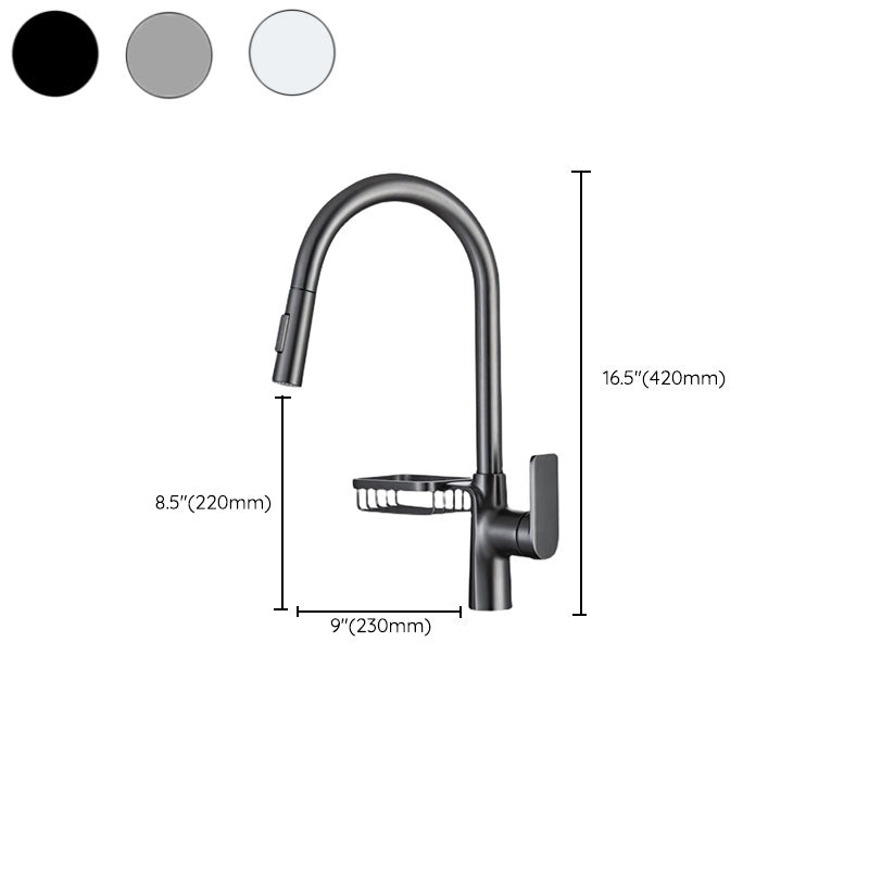 Modern Pull down Standard Kitchen Faucet Single Handle Faucet with Pull out Sprayer Clearhalo 'Home Improvement' 'home_improvement' 'home_improvement_kitchen_faucets' 'Kitchen Faucets' 'Kitchen Remodel & Kitchen Fixtures' 'Kitchen Sinks & Faucet Components' 'kitchen_faucets' 6713503
