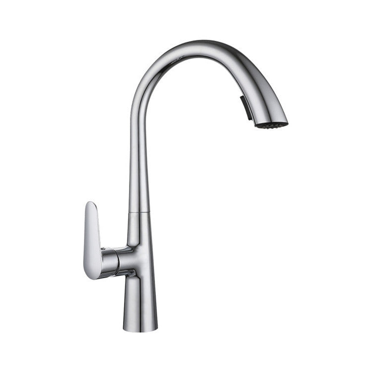 Modern 1-Handle Faucets Copper with Pull Out Sprayer Gooseneck Faucets Clearhalo 'Home Improvement' 'home_improvement' 'home_improvement_kitchen_faucets' 'Kitchen Faucets' 'Kitchen Remodel & Kitchen Fixtures' 'Kitchen Sinks & Faucet Components' 'kitchen_faucets' 6713520
