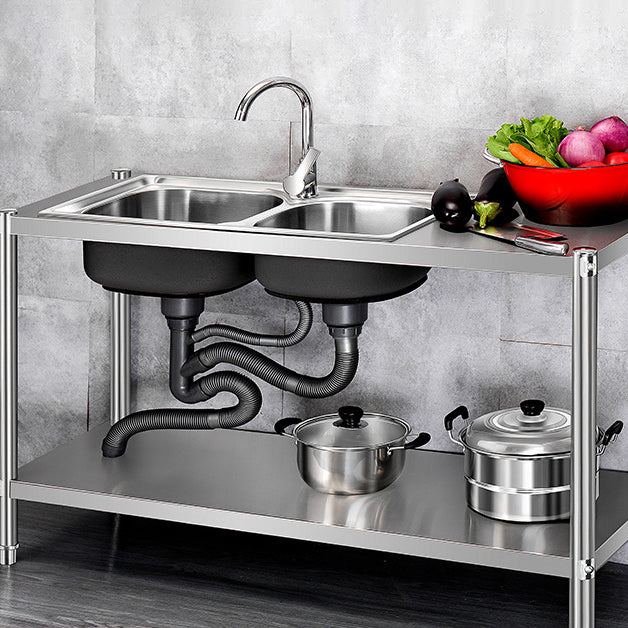 Contemporary Style Kitchen Sink Stainless Steel All-in-one Kitchen Sink Clearhalo 'Home Improvement' 'home_improvement' 'home_improvement_kitchen_sinks' 'Kitchen Remodel & Kitchen Fixtures' 'Kitchen Sinks & Faucet Components' 'Kitchen Sinks' 'kitchen_sinks' 6713530