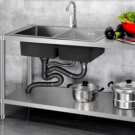 Contemporary Style Kitchen Sink Stainless Steel All-in-one Kitchen Sink Clearhalo 'Home Improvement' 'home_improvement' 'home_improvement_kitchen_sinks' 'Kitchen Remodel & Kitchen Fixtures' 'Kitchen Sinks & Faucet Components' 'Kitchen Sinks' 'kitchen_sinks' 6713533