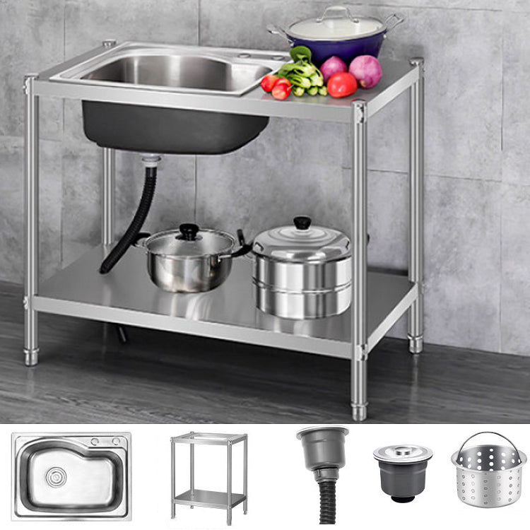 Contemporary Style Kitchen Sink Stainless Steel All-in-one Kitchen Sink 39"L x 17"W x 31"H Sink Only Not Available Clearhalo 'Home Improvement' 'home_improvement' 'home_improvement_kitchen_sinks' 'Kitchen Remodel & Kitchen Fixtures' 'Kitchen Sinks & Faucet Components' 'Kitchen Sinks' 'kitchen_sinks' 6713545