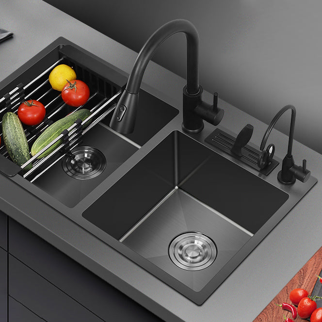 Classic Style Kitchen Sink Drop-In Stainless Steel Kitchen Double Sink Clearhalo 'Home Improvement' 'home_improvement' 'home_improvement_kitchen_sinks' 'Kitchen Remodel & Kitchen Fixtures' 'Kitchen Sinks & Faucet Components' 'Kitchen Sinks' 'kitchen_sinks' 6713603