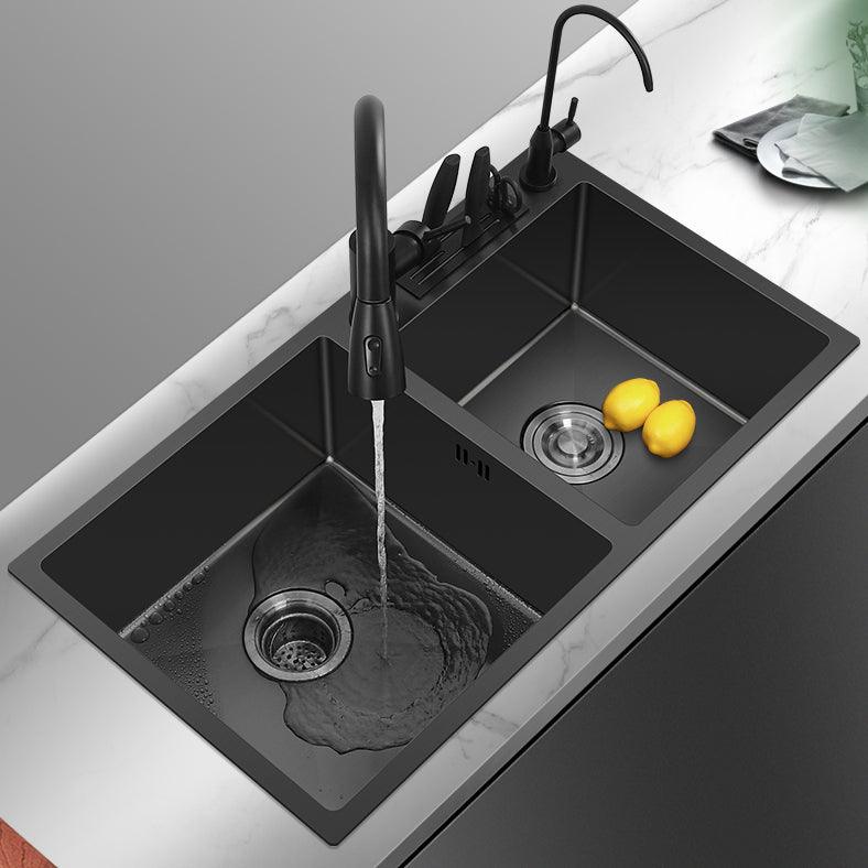 Classic Style Kitchen Sink Drop-In Stainless Steel Kitchen Double Sink Clearhalo 'Home Improvement' 'home_improvement' 'home_improvement_kitchen_sinks' 'Kitchen Remodel & Kitchen Fixtures' 'Kitchen Sinks & Faucet Components' 'Kitchen Sinks' 'kitchen_sinks' 6713608
