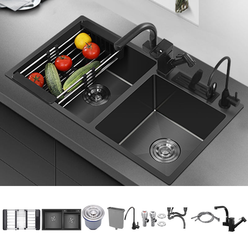 Classic Style Kitchen Sink Drop-In Stainless Steel Kitchen Double Sink Sink with Faucet Clearhalo 'Home Improvement' 'home_improvement' 'home_improvement_kitchen_sinks' 'Kitchen Remodel & Kitchen Fixtures' 'Kitchen Sinks & Faucet Components' 'Kitchen Sinks' 'kitchen_sinks' 6713610