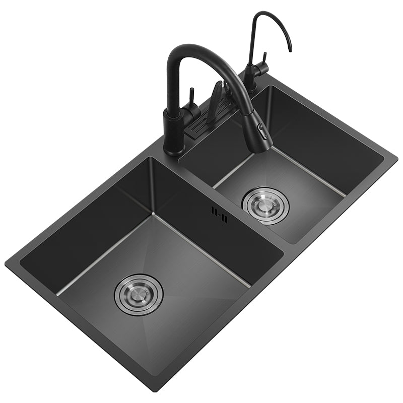Classic Style Kitchen Sink Drop-In Stainless Steel Kitchen Double Sink Clearhalo 'Home Improvement' 'home_improvement' 'home_improvement_kitchen_sinks' 'Kitchen Remodel & Kitchen Fixtures' 'Kitchen Sinks & Faucet Components' 'Kitchen Sinks' 'kitchen_sinks' 6713611