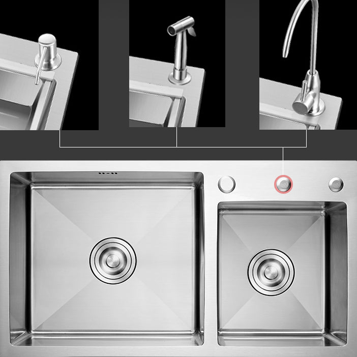 Classic Style Kitchen Sink Drop-In Stainless Steel Kitchen Sink with Drain Strainer Kit Clearhalo 'Home Improvement' 'home_improvement' 'home_improvement_kitchen_sinks' 'Kitchen Remodel & Kitchen Fixtures' 'Kitchen Sinks & Faucet Components' 'Kitchen Sinks' 'kitchen_sinks' 6713630