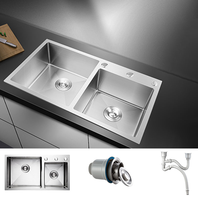 Classic Style Kitchen Sink Drop-In Stainless Steel Kitchen Sink with Drain Strainer Kit Sink Only None Clearhalo 'Home Improvement' 'home_improvement' 'home_improvement_kitchen_sinks' 'Kitchen Remodel & Kitchen Fixtures' 'Kitchen Sinks & Faucet Components' 'Kitchen Sinks' 'kitchen_sinks' 6713631
