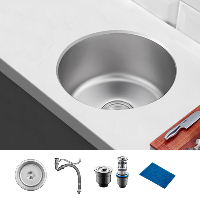 Contemporary Kitchen Sink Stainless Steel Kitchen Sink with Round Shape Sink Only None Clearhalo 'Home Improvement' 'home_improvement' 'home_improvement_kitchen_sinks' 'Kitchen Remodel & Kitchen Fixtures' 'Kitchen Sinks & Faucet Components' 'Kitchen Sinks' 'kitchen_sinks' 6713658