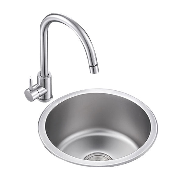 Contemporary Kitchen Sink Stainless Steel Kitchen Sink with Round Shape Clearhalo 'Home Improvement' 'home_improvement' 'home_improvement_kitchen_sinks' 'Kitchen Remodel & Kitchen Fixtures' 'Kitchen Sinks & Faucet Components' 'Kitchen Sinks' 'kitchen_sinks' 6713666