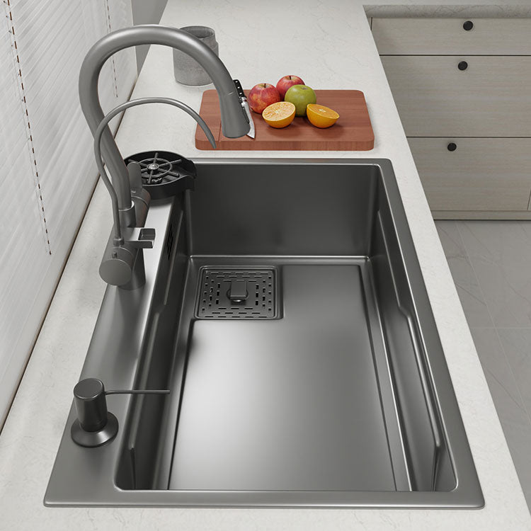 Contemporary Style Kitchen Sink Stainless Steel Corrosion Resistant Kitchen Sink Clearhalo 'Home Improvement' 'home_improvement' 'home_improvement_kitchen_sinks' 'Kitchen Remodel & Kitchen Fixtures' 'Kitchen Sinks & Faucet Components' 'Kitchen Sinks' 'kitchen_sinks' 6713685