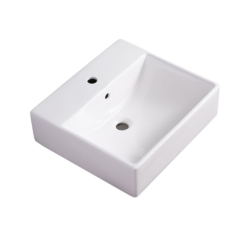 Bathroom Sink White Rectangle Overflow Ceramic One Hole Sink with Faucet 20"L x 18"W x 5"H Sink Clearhalo 'Bathroom Remodel & Bathroom Fixtures' 'Bathroom Sinks & Faucet Components' 'Bathroom Sinks' 'bathroom_sink' 'Home Improvement' 'home_improvement' 'home_improvement_bathroom_sink' 6713770