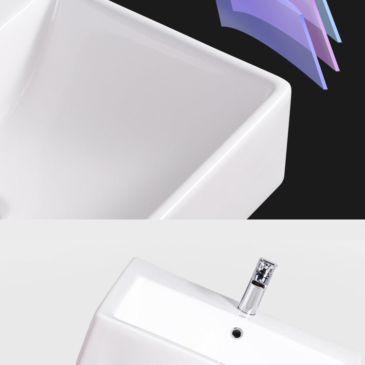 Bathroom Sink White Rectangle Overflow Ceramic One Hole Sink with Faucet Clearhalo 'Bathroom Remodel & Bathroom Fixtures' 'Bathroom Sinks & Faucet Components' 'Bathroom Sinks' 'bathroom_sink' 'Home Improvement' 'home_improvement' 'home_improvement_bathroom_sink' 6713779