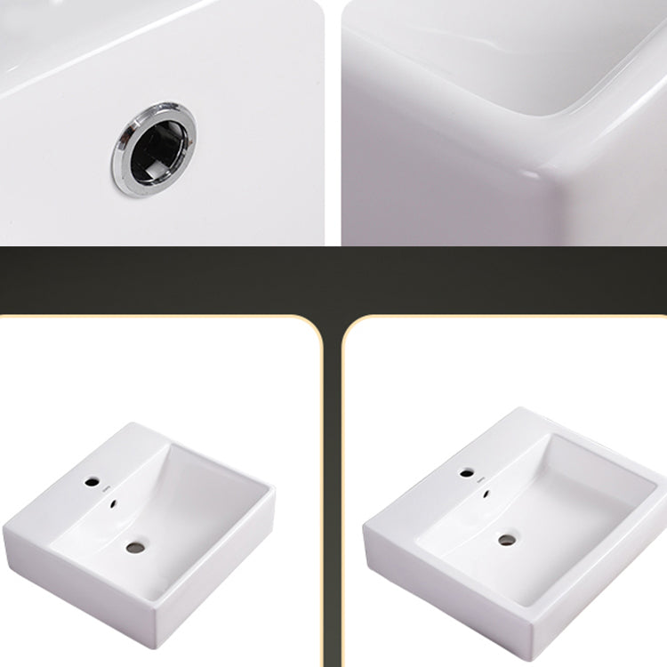 Bathroom Sink White Rectangle Overflow Ceramic One Hole Sink with Faucet Clearhalo 'Bathroom Remodel & Bathroom Fixtures' 'Bathroom Sinks & Faucet Components' 'Bathroom Sinks' 'bathroom_sink' 'Home Improvement' 'home_improvement' 'home_improvement_bathroom_sink' 6713780