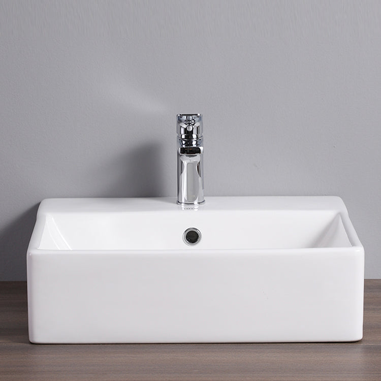 Bathroom Sink White Rectangle Overflow Ceramic One Hole Sink with Faucet Clearhalo 'Bathroom Remodel & Bathroom Fixtures' 'Bathroom Sinks & Faucet Components' 'Bathroom Sinks' 'bathroom_sink' 'Home Improvement' 'home_improvement' 'home_improvement_bathroom_sink' 6713781