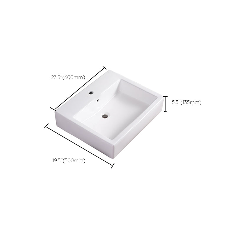 Bathroom Sink White Rectangle Overflow Ceramic One Hole Sink with Faucet Clearhalo 'Bathroom Remodel & Bathroom Fixtures' 'Bathroom Sinks & Faucet Components' 'Bathroom Sinks' 'bathroom_sink' 'Home Improvement' 'home_improvement' 'home_improvement_bathroom_sink' 6713783
