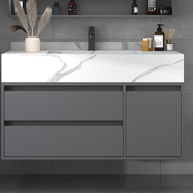 Modern Bathroom Vanity Set Mirror Included Rectangular Sink Drawer Sink Vanity Clearhalo 'Bathroom Remodel & Bathroom Fixtures' 'Bathroom Vanities' 'bathroom_vanities' 'Home Improvement' 'home_improvement' 'home_improvement_bathroom_vanities' 6713798