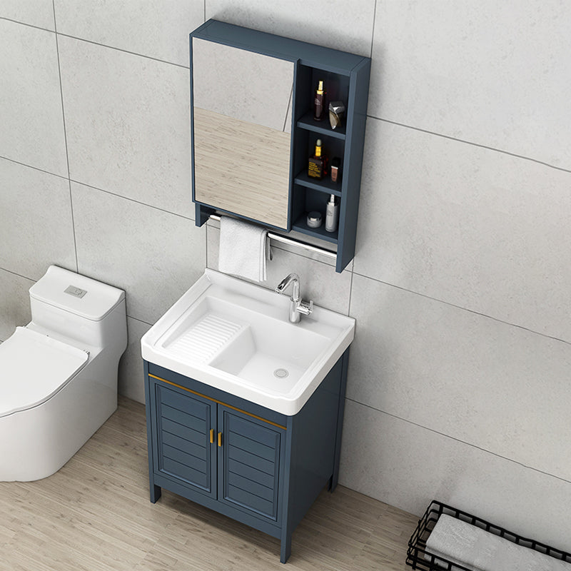 Modern Bathroom Vanity Freestanding 2 Doors Bathroom Vanity Set with Sink Clearhalo 'Bathroom Remodel & Bathroom Fixtures' 'Bathroom Vanities' 'bathroom_vanities' 'Home Improvement' 'home_improvement' 'home_improvement_bathroom_vanities' 6713833