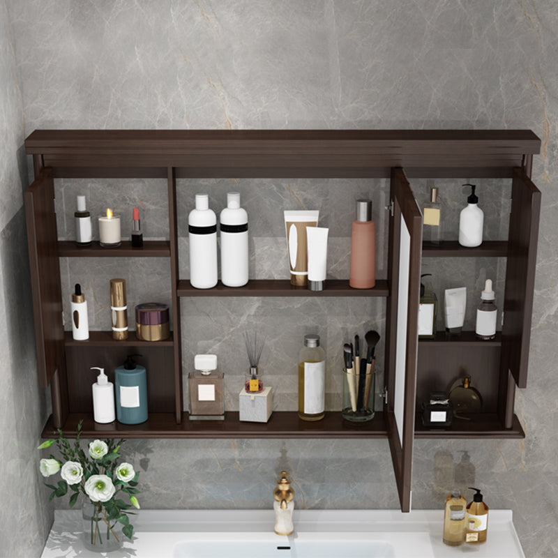 Wood Frame Bathroom Vanity Drawers Single Sink Rectangle Freestanding Vanity with Mirror Clearhalo 'Bathroom Remodel & Bathroom Fixtures' 'Bathroom Vanities' 'bathroom_vanities' 'Home Improvement' 'home_improvement' 'home_improvement_bathroom_vanities' 6713889