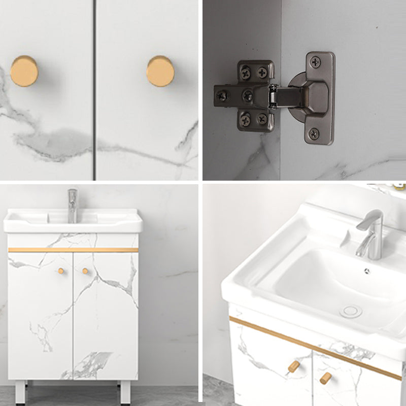 Rectangle Vanity Set White Single Sink Mirror Freestanding Bathroom Vanity with Door Clearhalo 'Bathroom Remodel & Bathroom Fixtures' 'Bathroom Vanities' 'bathroom_vanities' 'Home Improvement' 'home_improvement' 'home_improvement_bathroom_vanities' 6714003