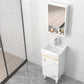 Rectangle Vanity Set White Single Sink Mirror Freestanding Bathroom Vanity with Door Vanity & Faucet & Mirror Cabinet 17"L x 14"W x 33"H Clearhalo 'Bathroom Remodel & Bathroom Fixtures' 'Bathroom Vanities' 'bathroom_vanities' 'Home Improvement' 'home_improvement' 'home_improvement_bathroom_vanities' 6714012