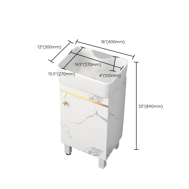 Rectangle Vanity Set White Single Sink Mirror Freestanding Bathroom Vanity with Door Clearhalo 'Bathroom Remodel & Bathroom Fixtures' 'Bathroom Vanities' 'bathroom_vanities' 'Home Improvement' 'home_improvement' 'home_improvement_bathroom_vanities' 6714019