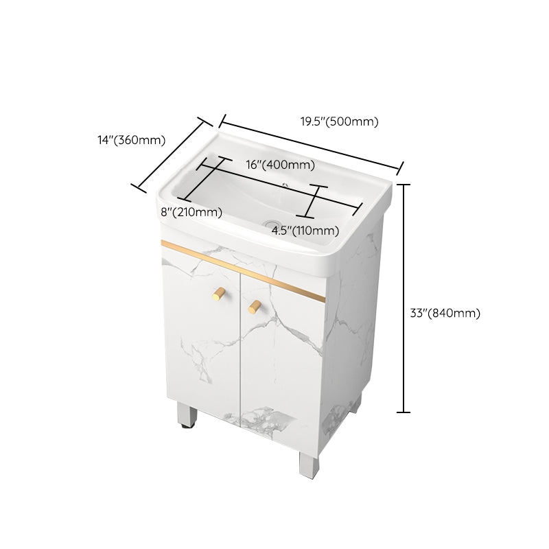 Rectangle Vanity Set White Single Sink Mirror Freestanding Bathroom Vanity with Door Clearhalo 'Bathroom Remodel & Bathroom Fixtures' 'Bathroom Vanities' 'bathroom_vanities' 'Home Improvement' 'home_improvement' 'home_improvement_bathroom_vanities' 6714023