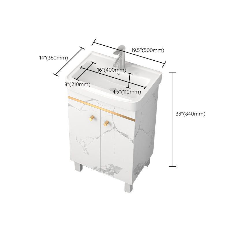 Rectangle Vanity Set White Single Sink Mirror Freestanding Bathroom Vanity with Door Clearhalo 'Bathroom Remodel & Bathroom Fixtures' 'Bathroom Vanities' 'bathroom_vanities' 'Home Improvement' 'home_improvement' 'home_improvement_bathroom_vanities' 6714041