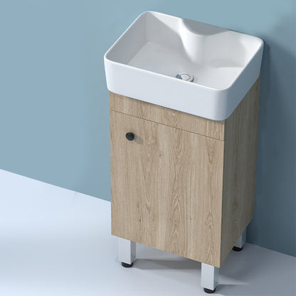 Mirror Vanity Wood Freestanding Rectangle 2 Doors Bathroom Vanity with Single Sink Bathroom Vanity 16"L x 12"W x 33"H Clearhalo 'Bathroom Remodel & Bathroom Fixtures' 'Bathroom Vanities' 'bathroom_vanities' 'Home Improvement' 'home_improvement' 'home_improvement_bathroom_vanities' 6714044