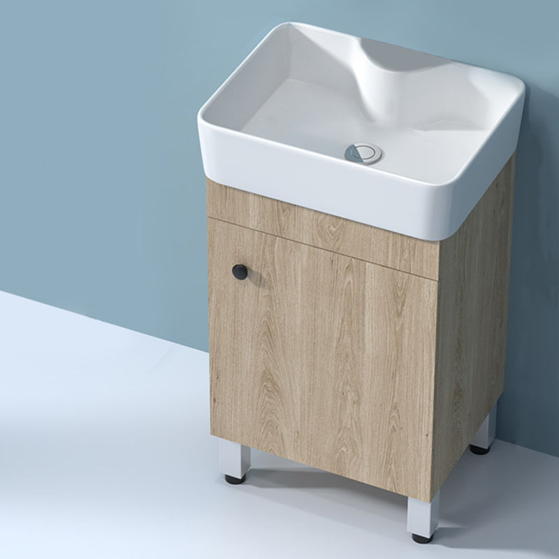 Mirror Vanity Wood Freestanding Rectangle 2 Doors Bathroom Vanity with Single Sink Bathroom Vanity 19"L x 15"W x 33"H Clearhalo 'Bathroom Remodel & Bathroom Fixtures' 'Bathroom Vanities' 'bathroom_vanities' 'Home Improvement' 'home_improvement' 'home_improvement_bathroom_vanities' 6714046