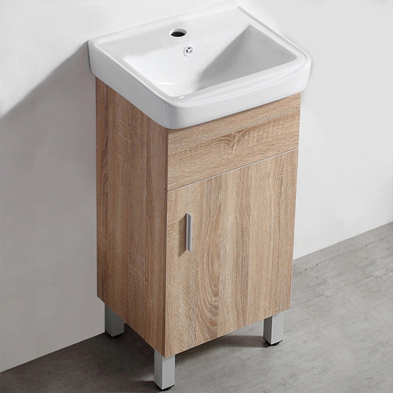 Mirror Vanity Wood Freestanding Rectangle 2 Doors Bathroom Vanity with Single Sink Bathroom Vanity 17"L x 14"W x 33"H Clearhalo 'Bathroom Remodel & Bathroom Fixtures' 'Bathroom Vanities' 'bathroom_vanities' 'Home Improvement' 'home_improvement' 'home_improvement_bathroom_vanities' 6714048