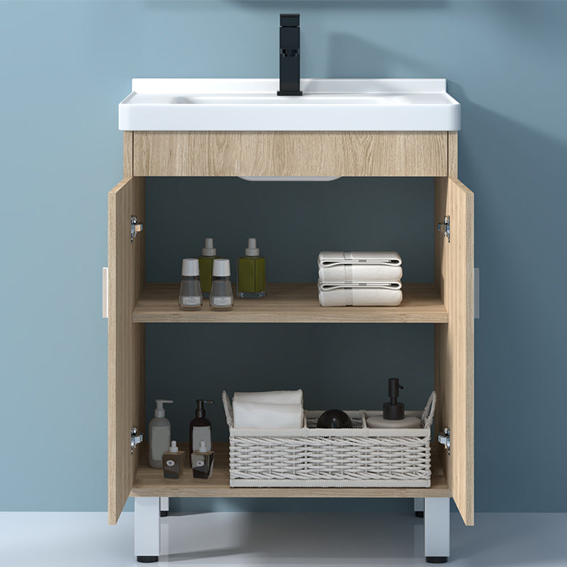 Mirror Vanity Wood Freestanding Rectangle 2 Doors Bathroom Vanity with Single Sink Clearhalo 'Bathroom Remodel & Bathroom Fixtures' 'Bathroom Vanities' 'bathroom_vanities' 'Home Improvement' 'home_improvement' 'home_improvement_bathroom_vanities' 6714049