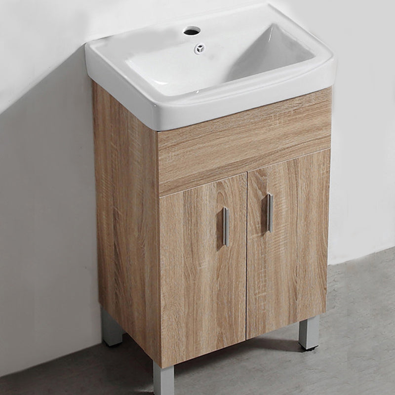 Mirror Vanity Wood Freestanding Rectangle 2 Doors Bathroom Vanity with Single Sink Bathroom Vanity 20"L x 14"W x 33"H Clearhalo 'Bathroom Remodel & Bathroom Fixtures' 'Bathroom Vanities' 'bathroom_vanities' 'Home Improvement' 'home_improvement' 'home_improvement_bathroom_vanities' 6714050