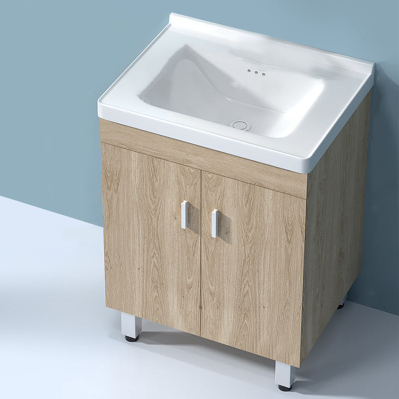 Mirror Vanity Wood Freestanding Rectangle 2 Doors Bathroom Vanity with Single Sink Bathroom Vanity 24"L x 16"W x 32"H Clearhalo 'Bathroom Remodel & Bathroom Fixtures' 'Bathroom Vanities' 'bathroom_vanities' 'Home Improvement' 'home_improvement' 'home_improvement_bathroom_vanities' 6714051