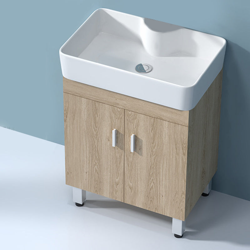 Mirror Vanity Wood Freestanding Rectangle 2 Doors Bathroom Vanity with Single Sink Bathroom Vanity 23"L x 16"W x 33"H Clearhalo 'Bathroom Remodel & Bathroom Fixtures' 'Bathroom Vanities' 'bathroom_vanities' 'Home Improvement' 'home_improvement' 'home_improvement_bathroom_vanities' 6714053