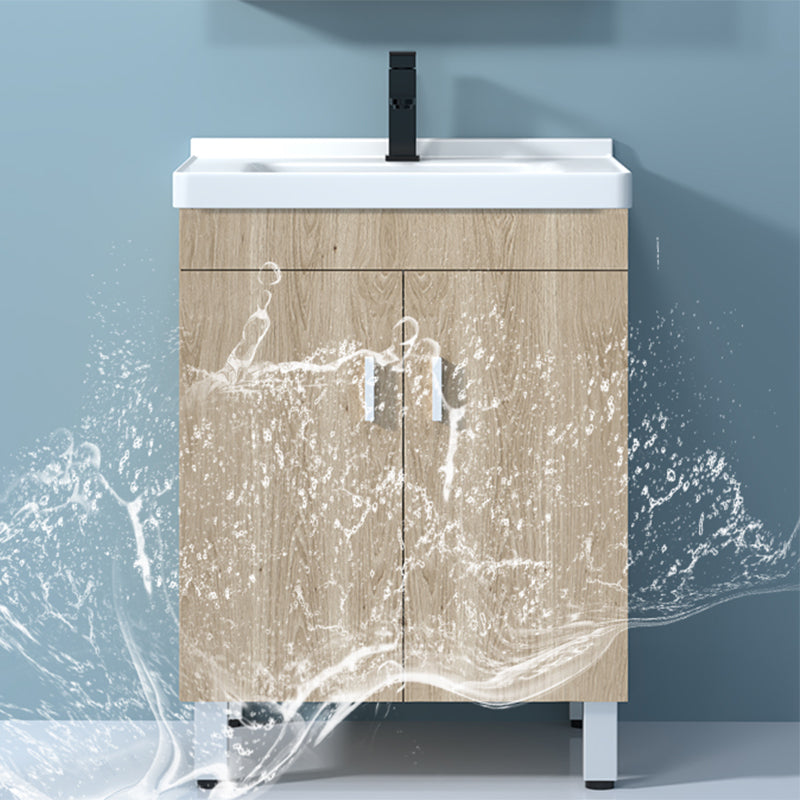 Mirror Vanity Wood Freestanding Rectangle 2 Doors Bathroom Vanity with Single Sink Clearhalo 'Bathroom Remodel & Bathroom Fixtures' 'Bathroom Vanities' 'bathroom_vanities' 'Home Improvement' 'home_improvement' 'home_improvement_bathroom_vanities' 6714054