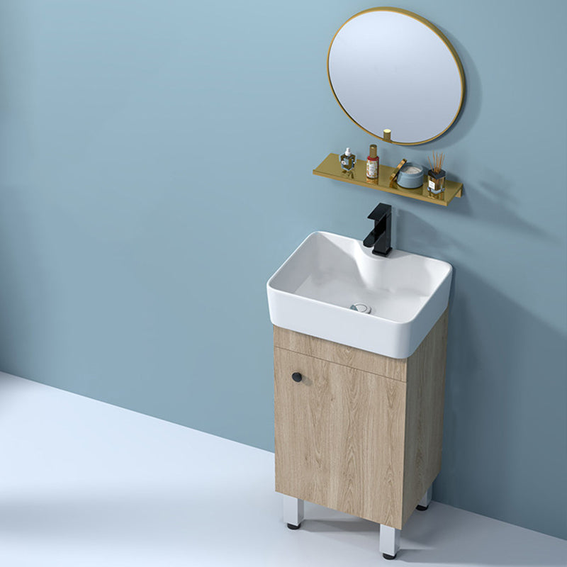 Mirror Vanity Wood Freestanding Rectangle 2 Doors Bathroom Vanity with Single Sink Vanity & Faucet & Mirrors 16"L x 12"W x 33"H Clearhalo 'Bathroom Remodel & Bathroom Fixtures' 'Bathroom Vanities' 'bathroom_vanities' 'Home Improvement' 'home_improvement' 'home_improvement_bathroom_vanities' 6714055