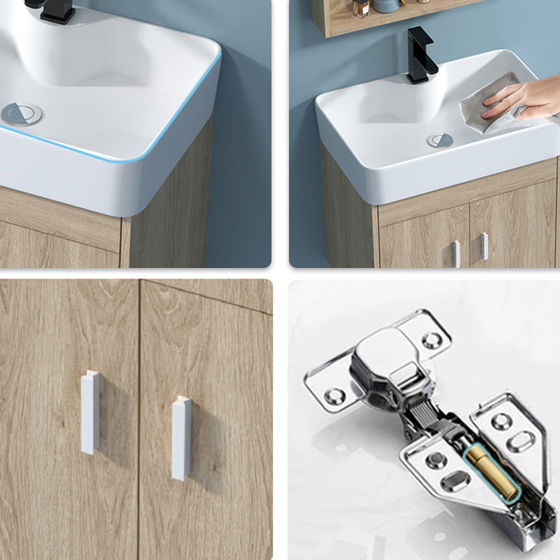 Mirror Vanity Wood Freestanding Rectangle 2 Doors Bathroom Vanity with Single Sink Clearhalo 'Bathroom Remodel & Bathroom Fixtures' 'Bathroom Vanities' 'bathroom_vanities' 'Home Improvement' 'home_improvement' 'home_improvement_bathroom_vanities' 6714056