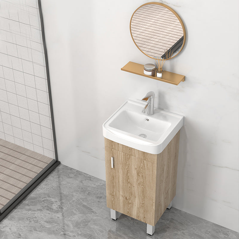 Mirror Vanity Wood Freestanding Rectangle 2 Doors Bathroom Vanity with Single Sink Vanity & Faucet & Mirrors 17"L x 14"W x 33"H Clearhalo 'Bathroom Remodel & Bathroom Fixtures' 'Bathroom Vanities' 'bathroom_vanities' 'Home Improvement' 'home_improvement' 'home_improvement_bathroom_vanities' 6714059