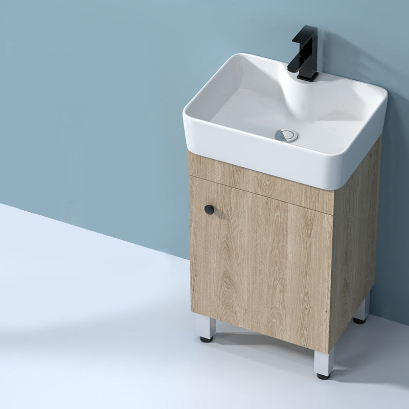 Mirror Vanity Wood Freestanding Rectangle 2 Doors Bathroom Vanity with Single Sink Vanity & Faucet 19"L x 15"W x 33"H Clearhalo 'Bathroom Remodel & Bathroom Fixtures' 'Bathroom Vanities' 'bathroom_vanities' 'Home Improvement' 'home_improvement' 'home_improvement_bathroom_vanities' 6714074