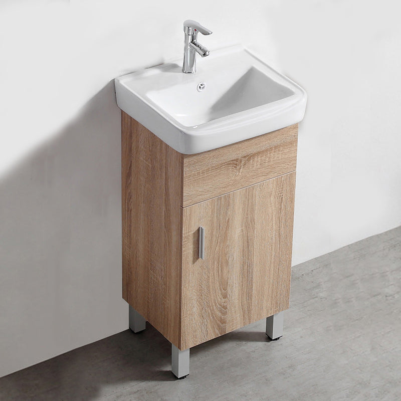 Mirror Vanity Wood Freestanding Rectangle 2 Doors Bathroom Vanity with Single Sink Vanity & Faucet 17"L x 14"W x 33"H Clearhalo 'Bathroom Remodel & Bathroom Fixtures' 'Bathroom Vanities' 'bathroom_vanities' 'Home Improvement' 'home_improvement' 'home_improvement_bathroom_vanities' 6714075