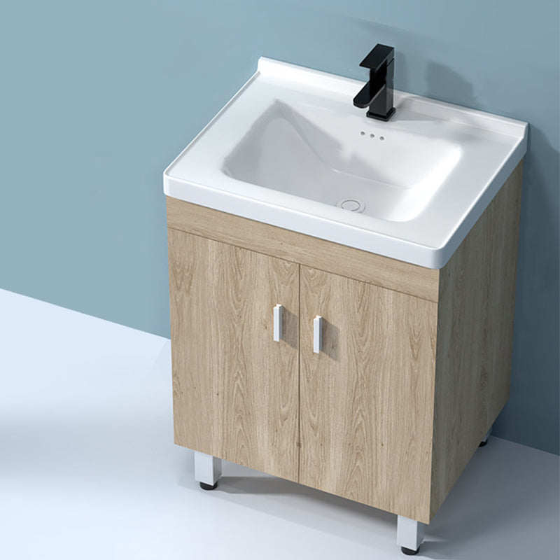 Mirror Vanity Wood Freestanding Rectangle 2 Doors Bathroom Vanity with Single Sink Vanity & Faucet 24"L x 16"W x 32"H Clearhalo 'Bathroom Remodel & Bathroom Fixtures' 'Bathroom Vanities' 'bathroom_vanities' 'Home Improvement' 'home_improvement' 'home_improvement_bathroom_vanities' 6714077