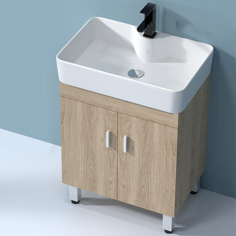 Mirror Vanity Wood Freestanding Rectangle 2 Doors Bathroom Vanity with Single Sink Vanity & Faucet 23"L x 16"W x 33"H Clearhalo 'Bathroom Remodel & Bathroom Fixtures' 'Bathroom Vanities' 'bathroom_vanities' 'Home Improvement' 'home_improvement' 'home_improvement_bathroom_vanities' 6714078