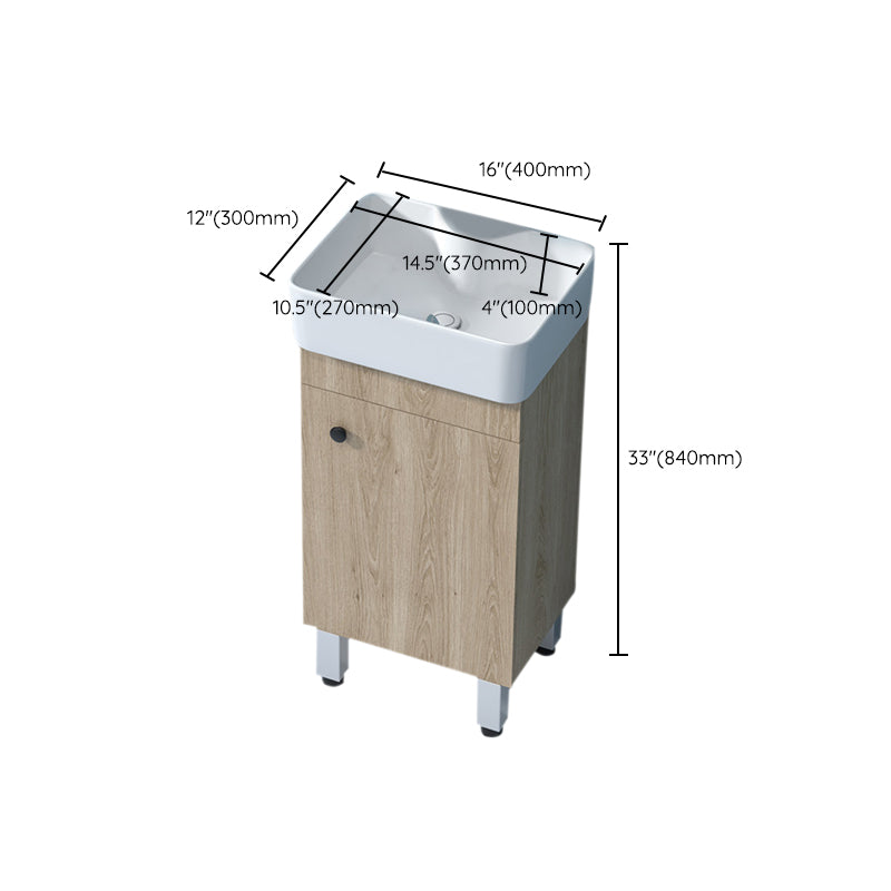 Mirror Vanity Wood Freestanding Rectangle 2 Doors Bathroom Vanity with Single Sink Clearhalo 'Bathroom Remodel & Bathroom Fixtures' 'Bathroom Vanities' 'bathroom_vanities' 'Home Improvement' 'home_improvement' 'home_improvement_bathroom_vanities' 6714079