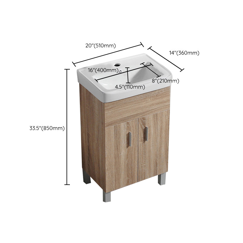 Mirror Vanity Wood Freestanding Rectangle 2 Doors Bathroom Vanity with Single Sink Clearhalo 'Bathroom Remodel & Bathroom Fixtures' 'Bathroom Vanities' 'bathroom_vanities' 'Home Improvement' 'home_improvement' 'home_improvement_bathroom_vanities' 6714082