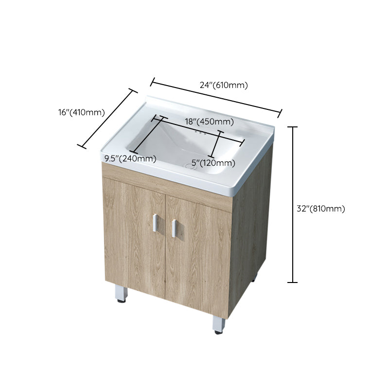 Mirror Vanity Wood Freestanding Rectangle 2 Doors Bathroom Vanity with Single Sink Clearhalo 'Bathroom Remodel & Bathroom Fixtures' 'Bathroom Vanities' 'bathroom_vanities' 'Home Improvement' 'home_improvement' 'home_improvement_bathroom_vanities' 6714083