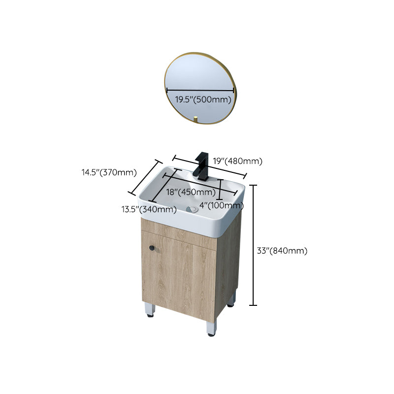 Mirror Vanity Wood Freestanding Rectangle 2 Doors Bathroom Vanity with Single Sink Clearhalo 'Bathroom Remodel & Bathroom Fixtures' 'Bathroom Vanities' 'bathroom_vanities' 'Home Improvement' 'home_improvement' 'home_improvement_bathroom_vanities' 6714086