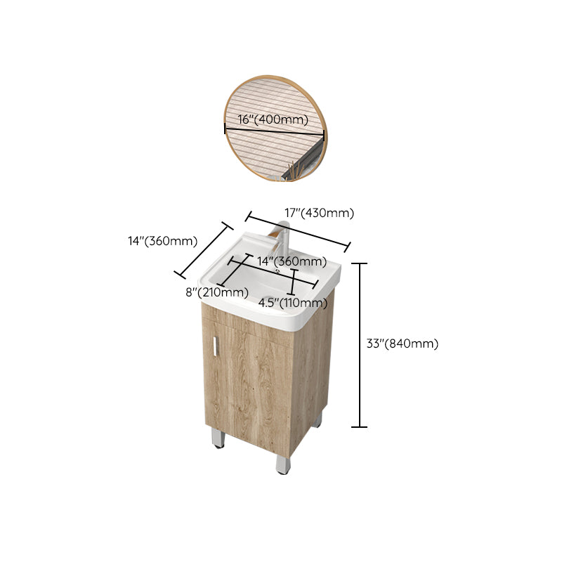 Mirror Vanity Wood Freestanding Rectangle 2 Doors Bathroom Vanity with Single Sink Clearhalo 'Bathroom Remodel & Bathroom Fixtures' 'Bathroom Vanities' 'bathroom_vanities' 'Home Improvement' 'home_improvement' 'home_improvement_bathroom_vanities' 6714087