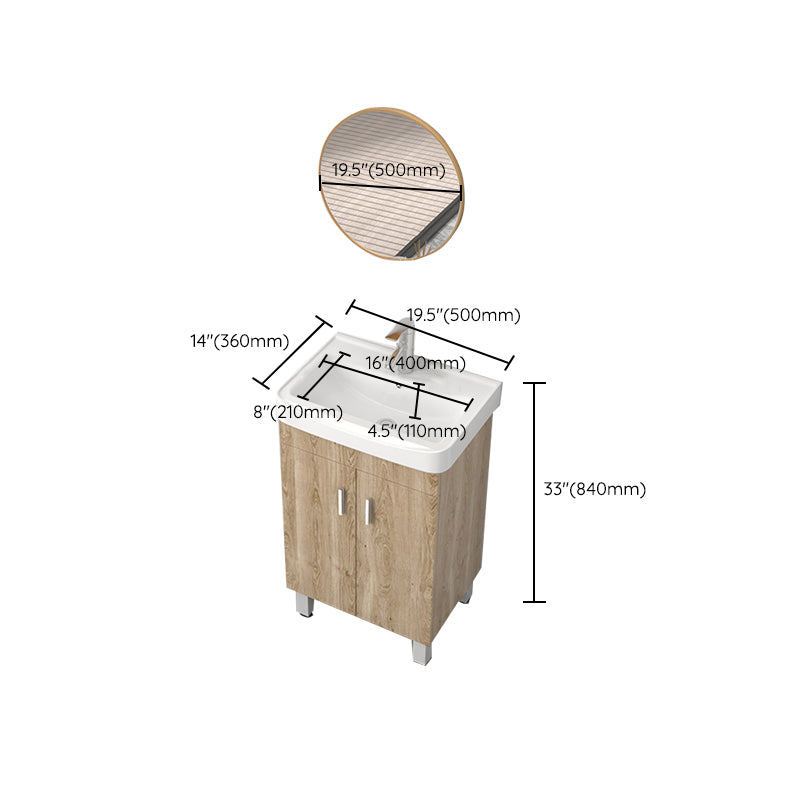 Mirror Vanity Wood Freestanding Rectangle 2 Doors Bathroom Vanity with Single Sink Clearhalo 'Bathroom Remodel & Bathroom Fixtures' 'Bathroom Vanities' 'bathroom_vanities' 'Home Improvement' 'home_improvement' 'home_improvement_bathroom_vanities' 6714088